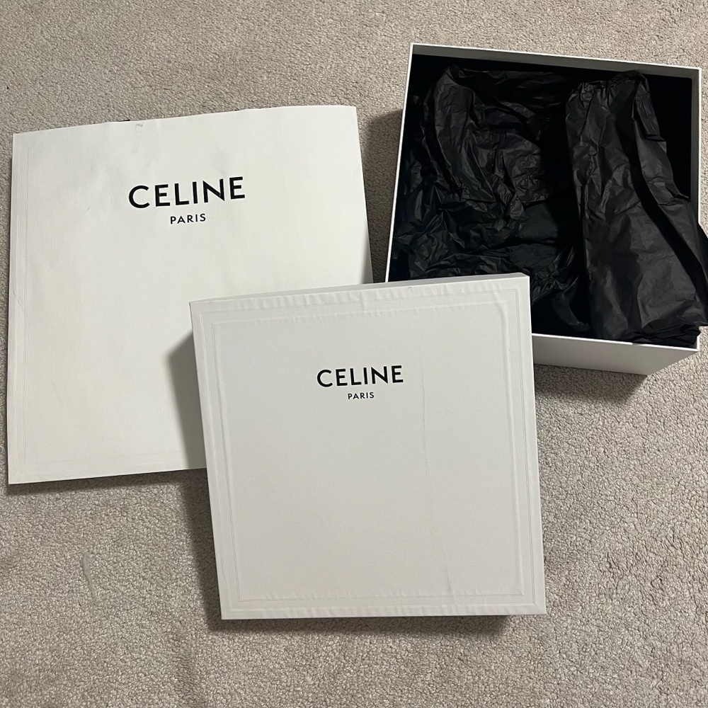 Celine logo white black empty box for bag with tissue decoration storage